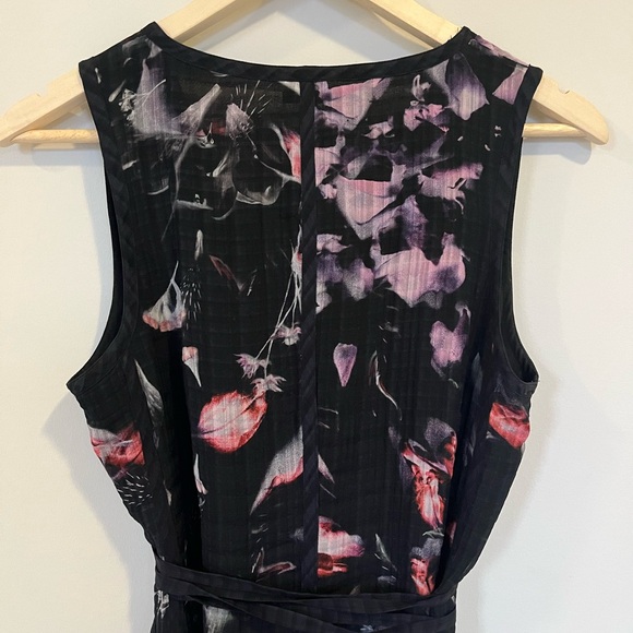 Theory Silk Blend Exploding Flower Print Fit and Flare Mini Dress Black Size 6 - Picture 9 of 9